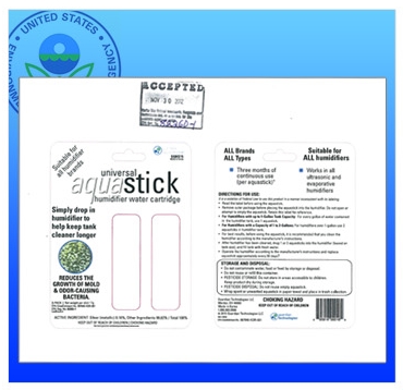 가습기전용 항ㆍ살균 아쿠아 SA-18 스틱 EPA 등록필증